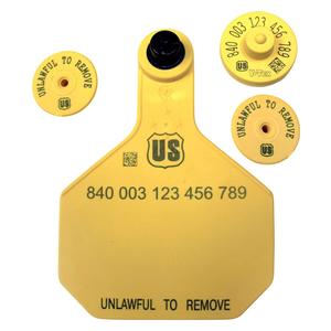 840 USDA FDX EID Ear Tags + Large Blank Matched Set Yellow - Item # 41505