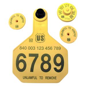 840 USDA FDX EID Ear Tags + Large Numbered Matched Set Yellow - Item # 41506
