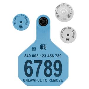 840 USDA HDX EID Ear Tags + Large Numbered Matched Set Blue - Item # 41510