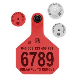 840 USDA HDX EID Ear Tags + Large Numbered Matched Set Red - Item # 41510