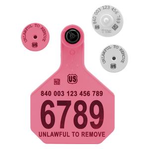 840 USDA HDX EID Ear Tags + Large Numbered Matched Set Pink - Item # 41510