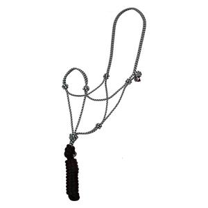 Economy Rope Halter with Lead Black/Turquoise/White - Item # 41974