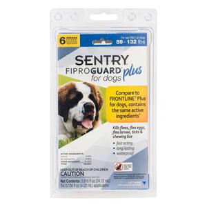 Sentry FiproGuard Plus Dog Flea & Tick Spot-On 6 doses (89-132 lbs) - Item # 42167