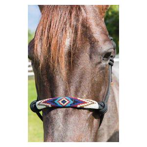 Beaded Rope Halter with 10-ft Matching Lead Black/Turquoise - Item # 42176