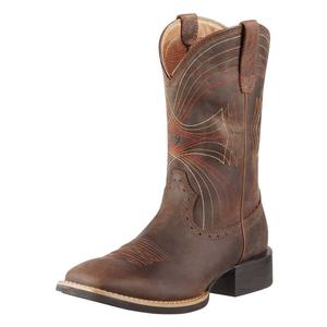 Sport Wide Square Toe 11-in Cowboy Boots Distressed Brown - Item # 42864