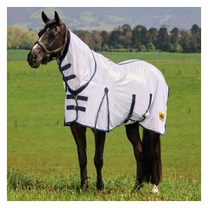 Solid Saxon Combo Neck Horse Fly Sheet White/Navy - Item # 43134