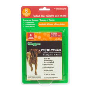 Sentry Worm X Plus 7 Way Dewormer Chewables for Dogs Medium-Large dogs over 25 lbs (6 ct) - Item # 43298