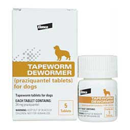 Tapeworm Dewormer Tablets for Dogs 34 mg/5 ct - Item # 43759