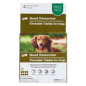 Quad Dewormer Chewables for Dogs Small dogs 2-25 lbs (4 ct) - Item # 43761