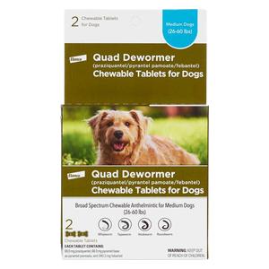 Quad Dewormer Chewables for Dogs Medium dogs 26-60 lbs (2 ct) - Item # 43762