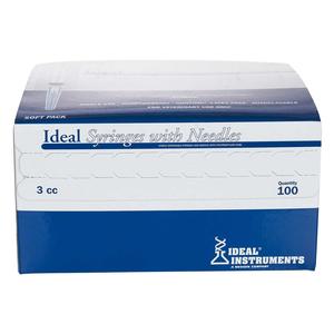 Ideal Disposable Syringes with Needles 100 ct (3 cc w/ 22 ga x 3/4 in needle) - Item # 44008