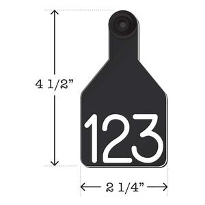 Universal Medium Calf Ear Tags with Engraved Numbers Black/White Center - Item # 44237