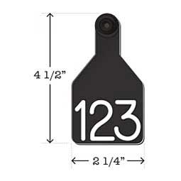 Universal Medium Calf Ear Tags w/ Engraved Numbers Black/White Center - Item # 44237