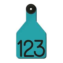 Universal Medium Calf Ear Tags w/ Engraved Numbers Turquoise/Black Center - Item # 44237