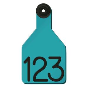 Universal Medium Calf Ear Tags with Engraved Numbers Turquoise/Black Center - Item # 44237