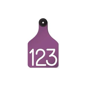 Universal Large Cattle Ear Tags with Engraved Numbers Purple/White Center - Item # 44238