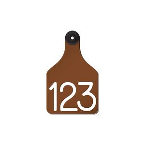 Universal Large Cattle Ear Tags with Engraved Numbers Brown/White Center - Item # 44238