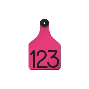Universal Large Cattle Ear Tags with Engraved Numbers Pink/Black Center - Item # 44238