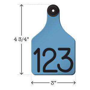 Universal Large Cattle Ear Tags with Engraved Numbers Blue/Black Center - Item # 44238