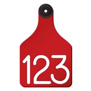 Universal Large Cattle Ear Tags with Engraved Numbers Red/White Center - Item # 44238