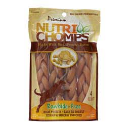 Nutri Chomps 6" Flavor Braid Rawhide-Free Dog Chews Peanut Butter - Item # 44409