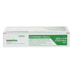 Eli Medical Disposable Needles Poly Hub 100 ct (22 ga x 3/4 in) - Item # 44529