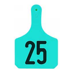 Y-Tag Numbered One-Piece Cow ID Ear Tags Turquoise - Item # 45679