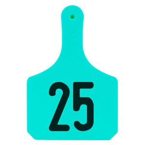 Y-Tag Numbered One-Piece Cow ID Ear Tags Turquoise - Item # 45679