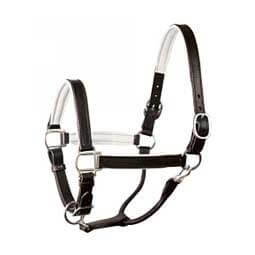 Leather Soft Padded Horse Halter Black/White - Item # 45954