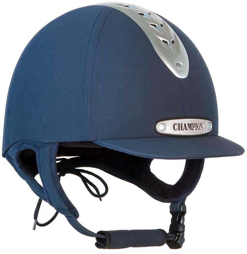 Champion Classic Riding Hat In Navy and Black With Beige Harness 