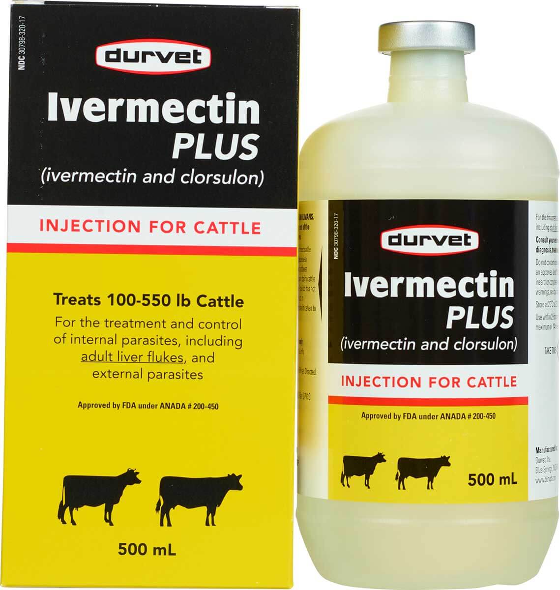 Ivermectin Plus Injection for Cattle Durvet - Injectables | Ivermectins | Cattle Wormers | Farm