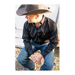 Solid Twill Long Sleeve Mens Shirt Black - Item # 46859