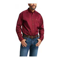 Solid Twill Long Sleeve Mens Shirt Burgundy - Item # 46859