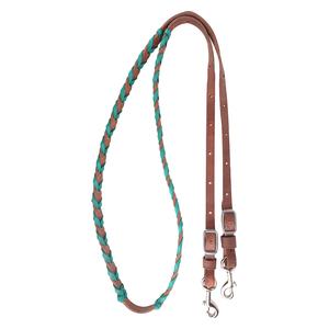 Latigo Laced Barrel Horse Rein Turquoise - Item # 46933