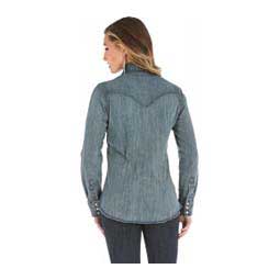 Washed Denim Long Sleeve Womens Shirt Blue - Item # 47029