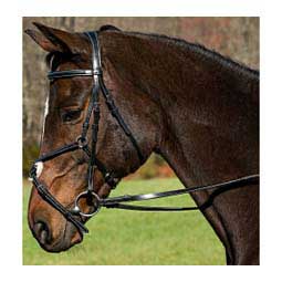 Henri De Rivel Pro Mono Crown Raised Figure Eight Horse Bridle with Rubber Reins Black - Item # 47129