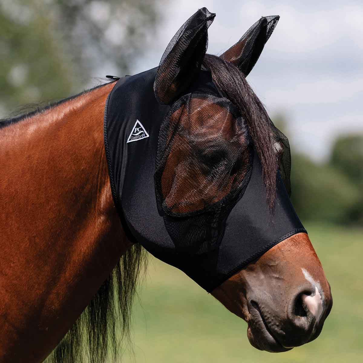 Fly Mask Valley Vet - Comfort Fit Deluxe Horse Fly Mask with Ears and Forelock ...