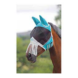 Fine Mesh Fly Mask with Nose Fringe Teal - Item # 47727