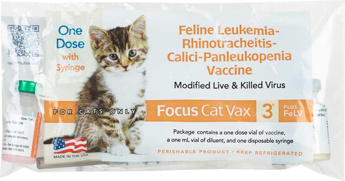Focus Cat Vax 3 Plus FeLV Vaccine Durvet Single Dose Pet Vaccines Vaccines Pet Focus Cat Vax 3 Plus FeLV Vaccine Durvet Single Dose Pet Vaccines Vaccines Pet