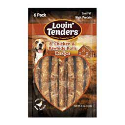 Lovin' Tenders Chicken and Rawhide Rolls Dog Treats 6 pack - Item # 48016