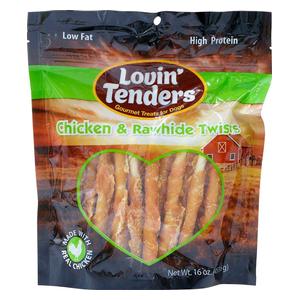 Lovin' Tenders Chicken and Rawhide Twists Recipe Natural Dog Treats 16 oz - Item # 48020