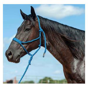 Flat Braid Horse Halter with 9-ft Lead Blue - Item # 48142