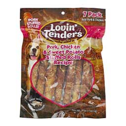 Lovin' Tenders Pork, Chicken, & Sweet Potato Stuffed Rolls Recipe Dog Treats 7 pk - Item # 48799