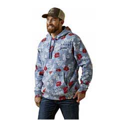 Floral Western Aloha Mens Hoodie Blue - Item # 49088