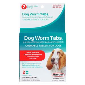 Dog Worm Tabs 68 mg/medium dogs 26-60 lbs (2 ct) - Item # 49101