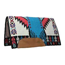 Reining Glory Tan Wool Felt Bottom Horse Saddle Pad Ocean Blue/White Cloud/Scarlet - Item # 49133