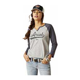 Split Neck Womens 3/4 Sleeve T-Shirt Heather Gray - Item # 49181