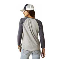 Split Neck Womens 3/4 Sleeve T-Shirt Heather Gray - Item # 49181