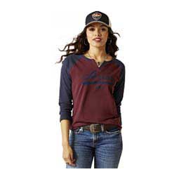 Split Neck Womens 3/4 Sleeve T-Shirt Tawny Port - Item # 49181