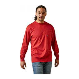 Rebar Cotton Strong Long-Sleeve Mens T-Shirt Red - Item # 49189